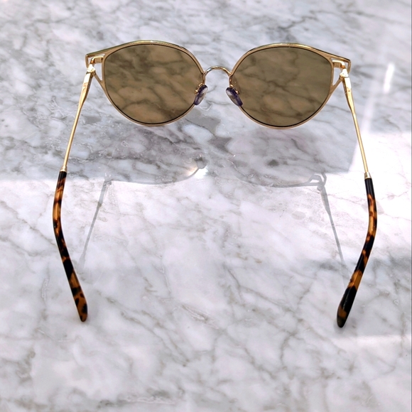 Sonix Ibiza Cat Eye Wire Frame Gold Tone Sunglasses - Picture 7 of 10